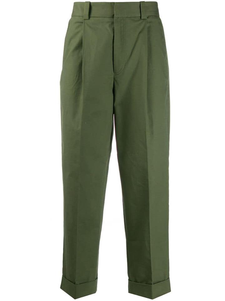 Acne Studios Cuffed Hem Pleated Trousers - Green
