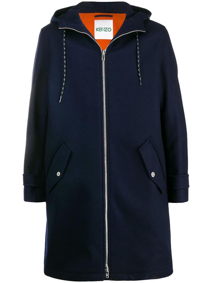 Kenzo Loose-fit Hooded Coat - Black