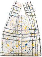 Msgm Paint Splattered Shopper Tote - White