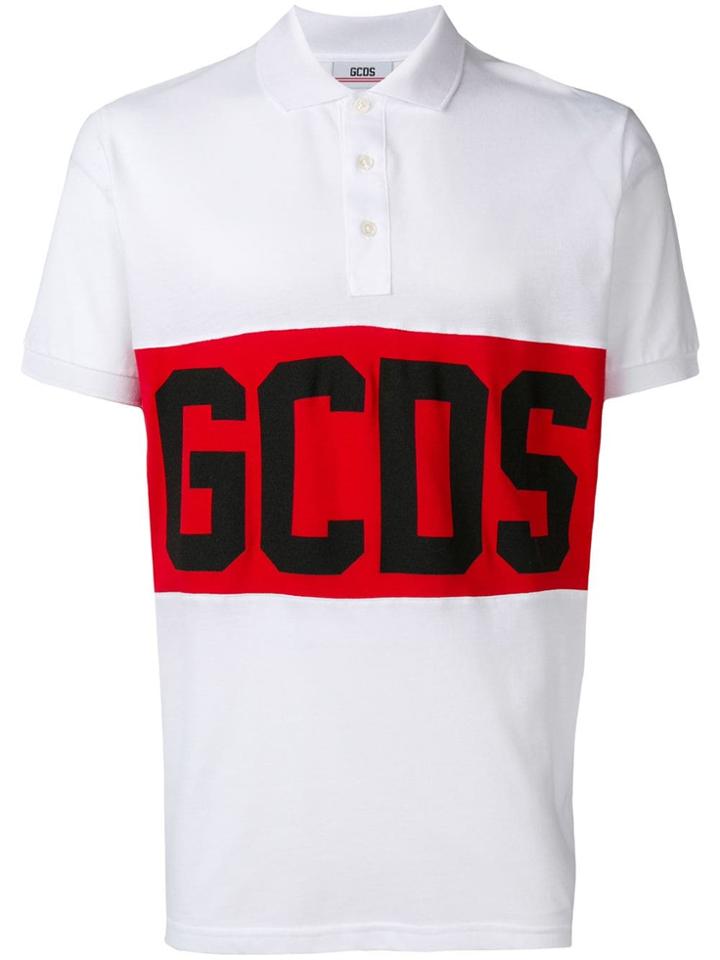 Gcds Logo Panel Polo Shirt - White