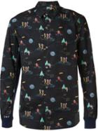 Undercover Printed Shirt, Men's, Size: 4, Black, Cotton