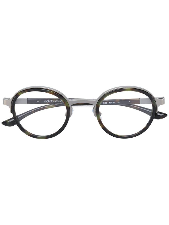 Giorgio Armani Camouflage Round Shaped Glasses, Black, Acetate/metal