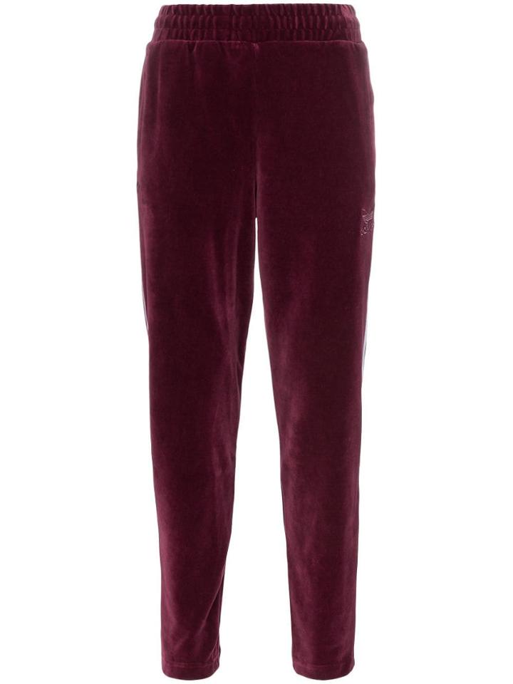 Adidas Bb Stripe Zip Cotton Blend Velour Track Top - Purple