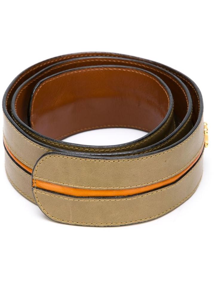 Céline Vintage Striped Belt, Women's, Brown