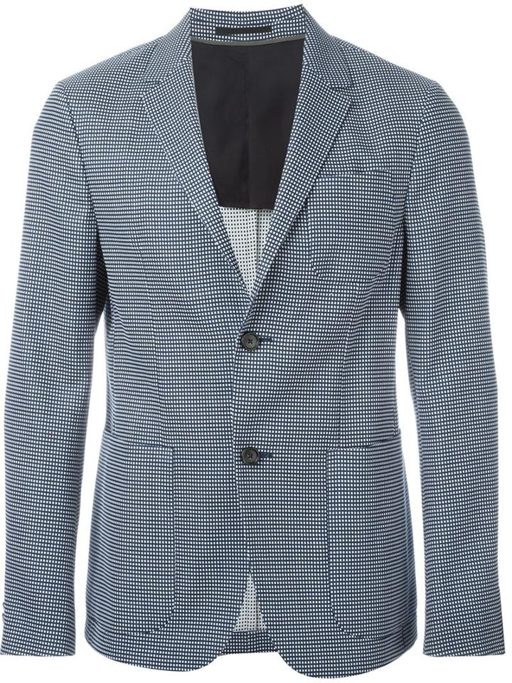 Z Zegna Checked Blazer, Men's, Size: 52, Blue, Cotton/polyamide/wool