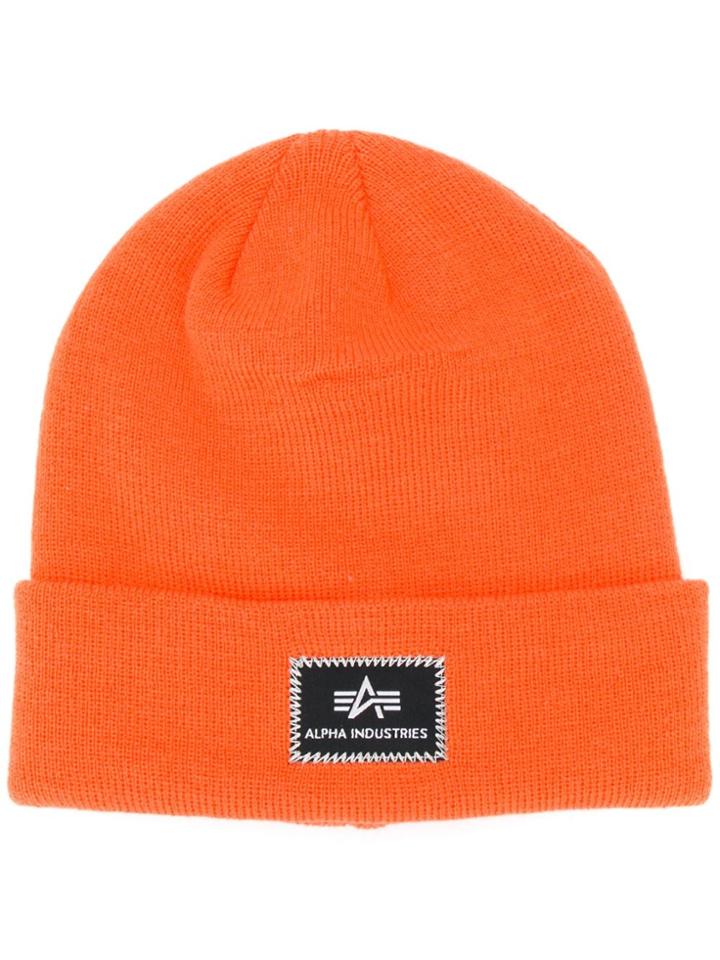 Alpha Industries Logo Patch Beanie - Orange