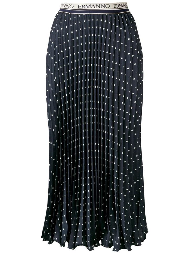 Ermanno Ermanno Pleated Polka-dot Skirt - Blue