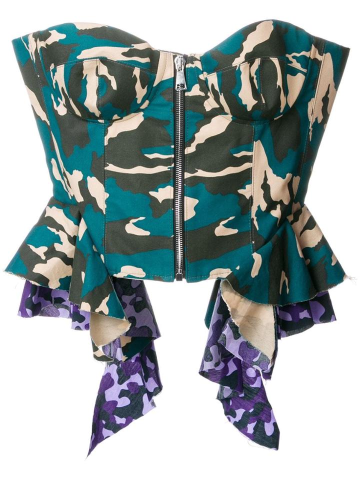 Natasha Zinko Frilled Sides Corset Top - Blue