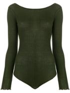 Faith Connexion Open Back Knitted Bodysuit - Green
