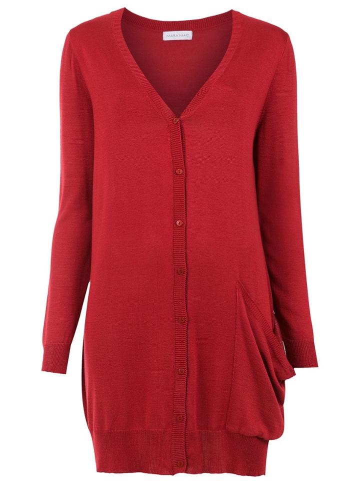 Mara Mac Long Knit Cardigan - Red