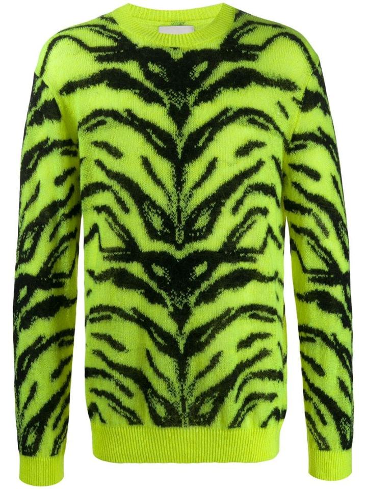Laneus Knitted Zebra Jumper - Green