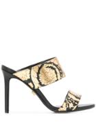 Versace Golden Hibiscus Print Sandals - Black