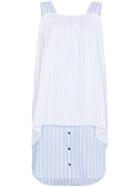 Monographie Sleeveless Pleated Stripe Cotton Dress - White