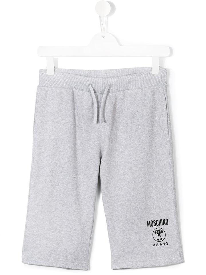 Moschino Kids Logo Print Shorts, Boy's, Size: 14 Yrs, Grey