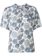 Jacob Cohen - Floral Short Sleeve Shirt - Women - Silk - Xl, Blue, Silk