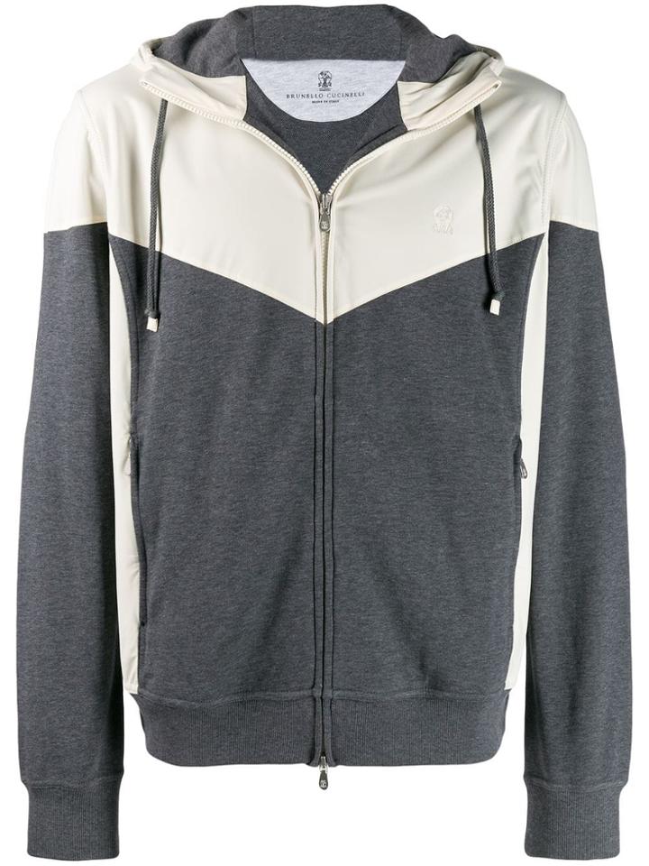 Brunello Cucinelli Colour Block Hooded Jacket - Grey