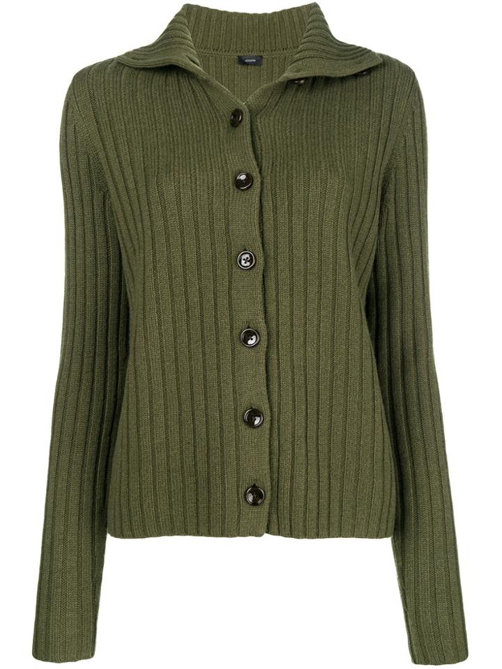 Joseph Ribbed Knit Collared Cardigan - Green