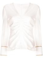 Peter Pilotto Ruched Satin-crepe Blouse - White