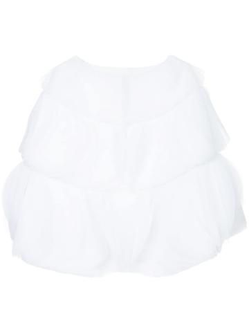 Isabel Sanchis Circular Dictionary Style Reversible Tulle Cape - White