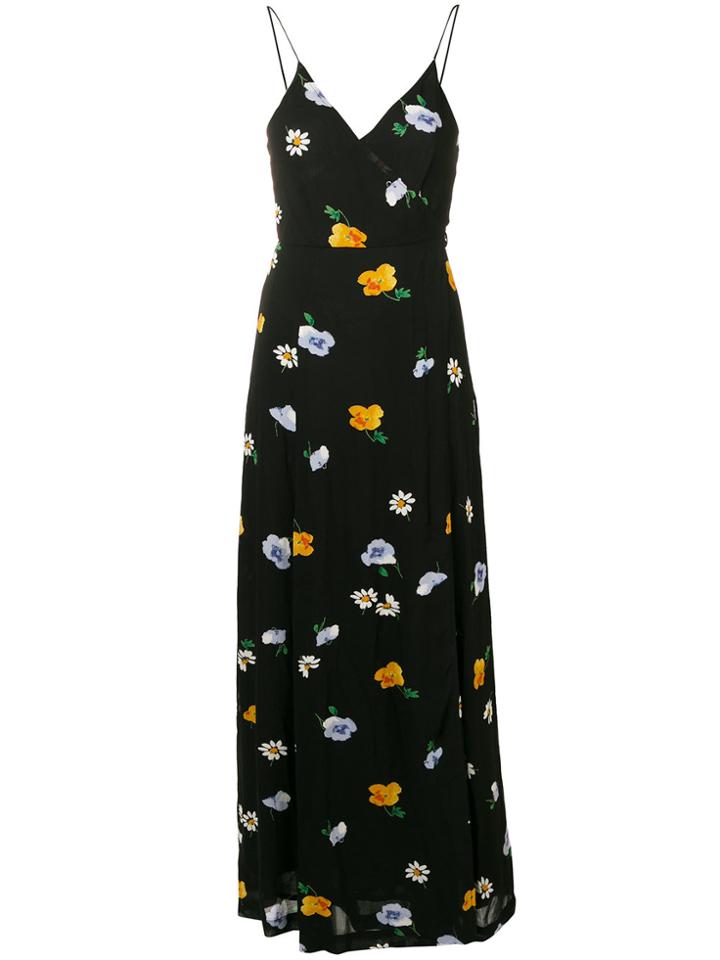 Ganni Floral Flared Maxi Dress - Black