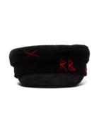 Ruslan Baginskiy Black Monogrammed Wool Baker Boy Hat