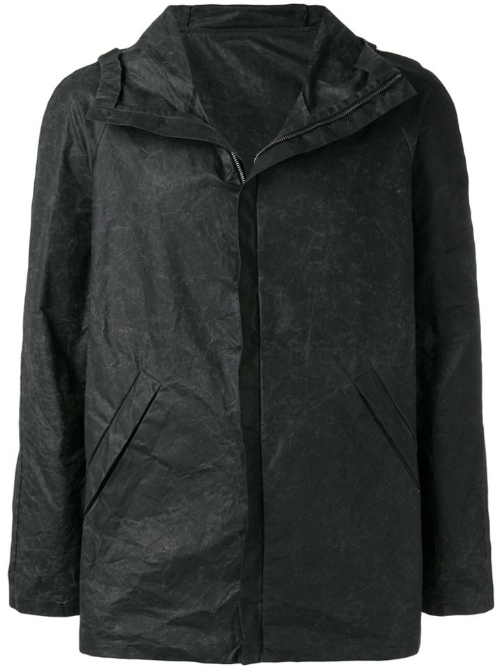 Label Under Construction Creased Detail Hooded Jacket - Black
