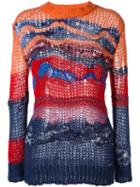 Diesel Open Knit Sweater, Women's, Size: Medium, Yellow/orange, Acrylic/nylon/mohair/wool