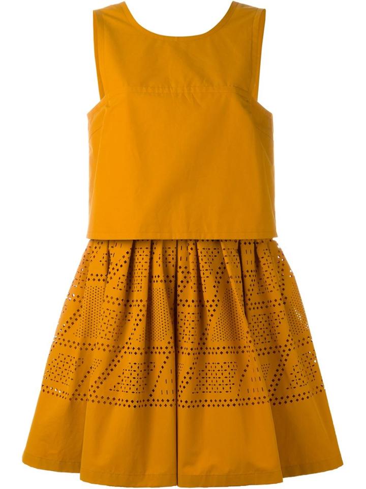 Fendi Sleeveless Laser-cut Dress - Yellow & Orange