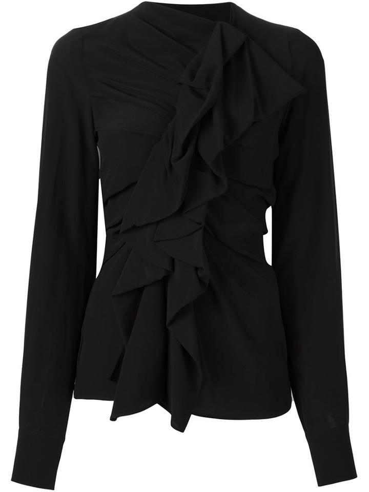 Plein Sud Ruffle Detail Blouse, Women's, Size: 36, Black, Silk
