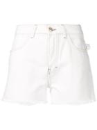Gcds Contrast Stitching Denim Shorts - White