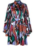 Carolina Herrera Feather Printed Shirt Dress - Multicolour