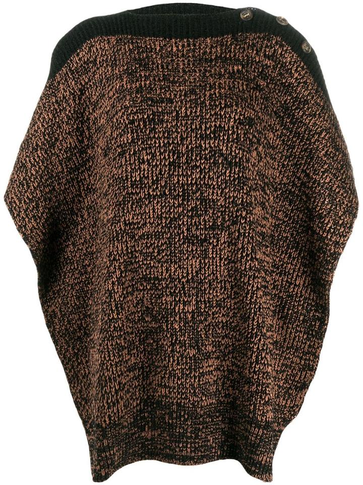 M Missoni Roll Neck Poncho - Brown