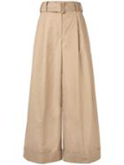 System Belted Cropped Trousers - Brown