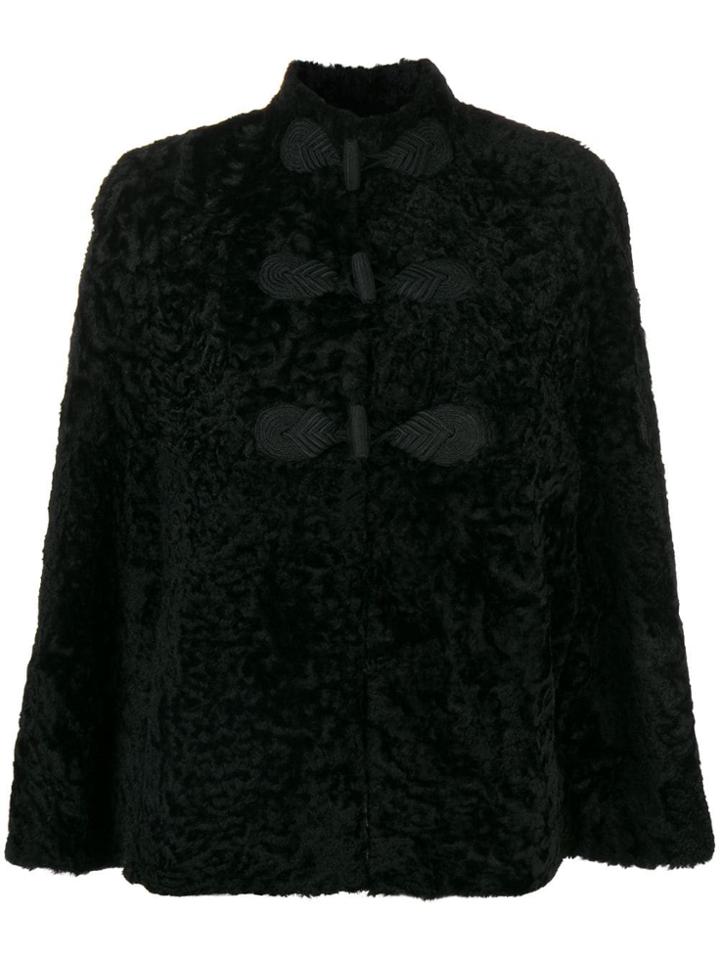 Saint Laurent Shearling Cape - Black