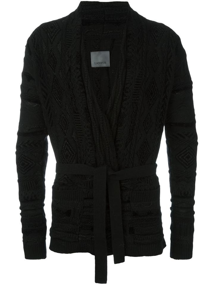 Laneus Wrap Cardigan, Men's, Size: 52, Black, Acrylic/polyamide/polyester/wool