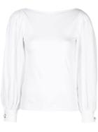 Mother Of Pearl Puffed Sleeve Blouse - White