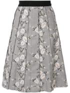 Giambattista Valli Pleated Floral Skirt - Grey