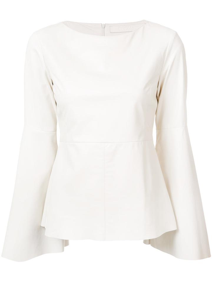 Drome - Bell Sleeve Top - Women - Lamb Skin - L, Nude/neutrals, Lamb Skin