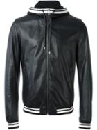 Dolce & Gabbana Leather Hooded Jacket, Men's, Size: 46, Black, Lamb Skin/acetate/cupro