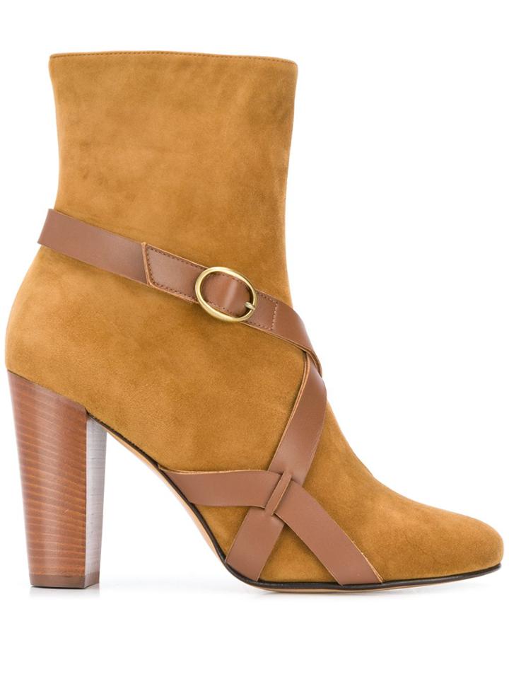 Michel Vivien Buckle Strap Ankle Boots - Brown