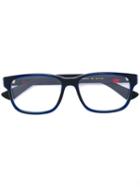 Gucci Eyewear Web Trim Rectangle Glasses, Blue, Acetate/rubber