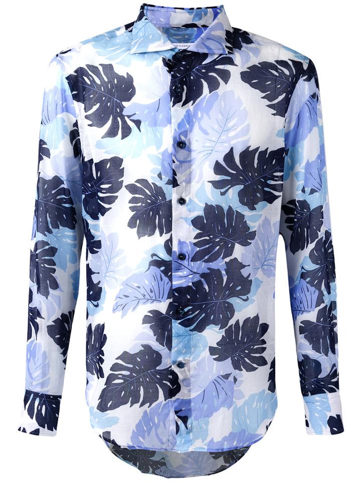 Ermanno Scervino - Palm Print Shirt - Men - Cotton - 56, Blue, Cotton