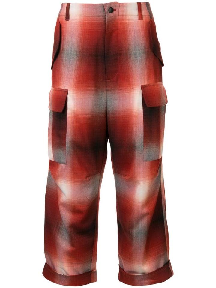 Indice Studio Plaid Pattern Trousers - Red