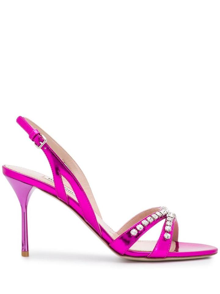 Miu Miu Crystal Embellished Sandals - Pink