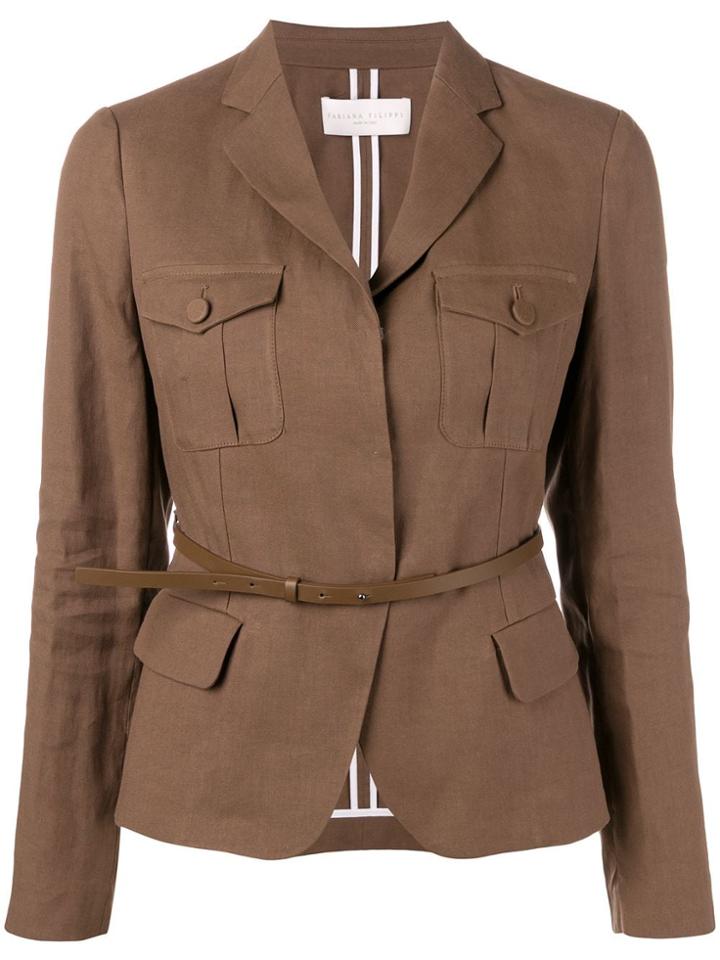 Fabiana Filippi Belted Waist Blazer - Brown