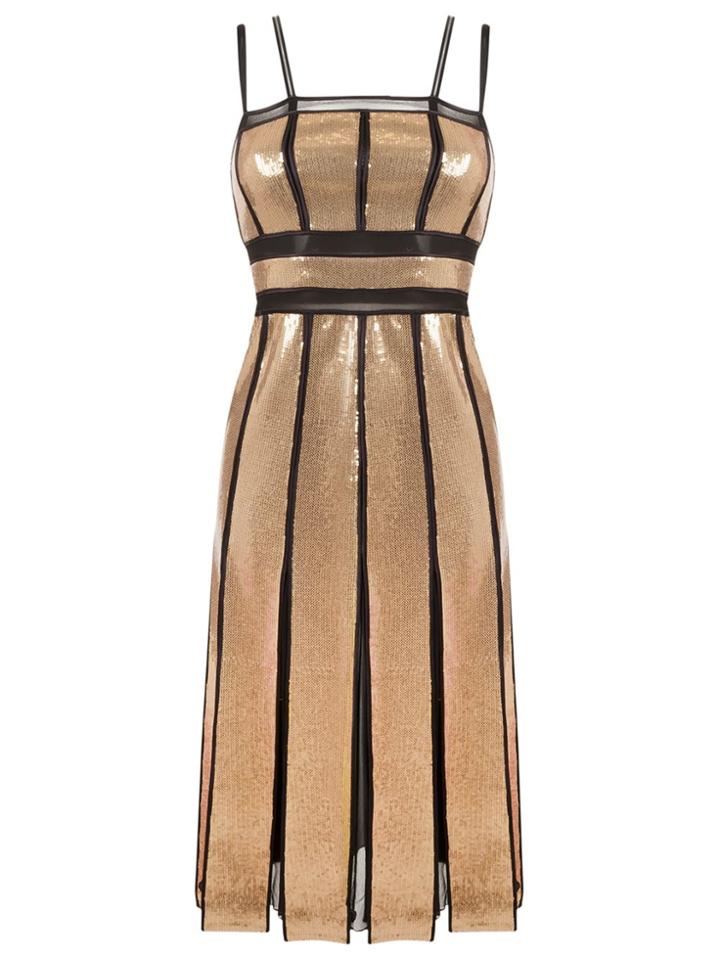 Reinaldo Lourenço Pleated Sequin Dress - Metallic