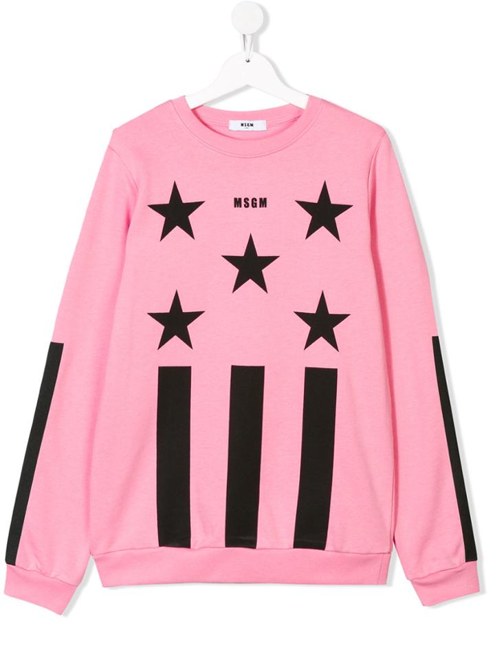 Msgm Kids Teen Stars And Stripes Sweatshirt - Pink & Purple