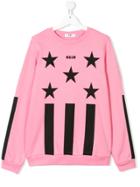 Msgm Kids Teen Stars And Stripes Sweatshirt - Pink & Purple