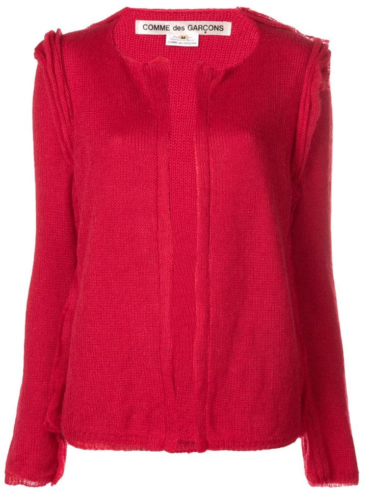 Comme Des Garçons Ruffle Trim Cardigan - Red