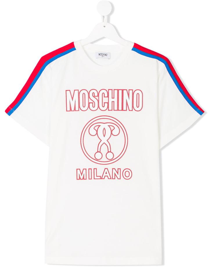 Moschino Kids Stripe Detail Logo T-shirt - White